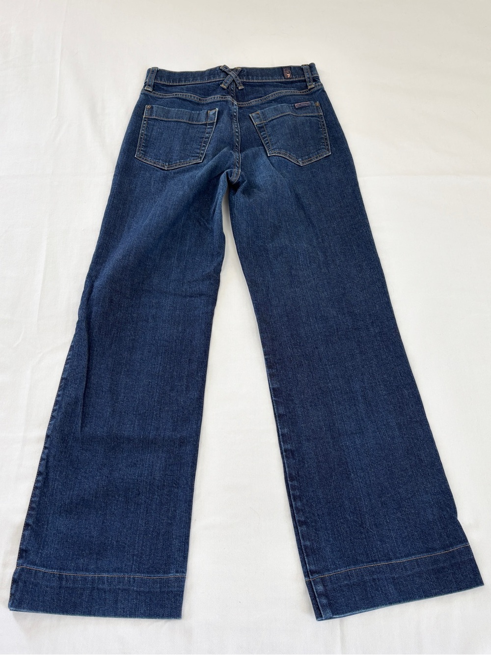 7 For All Mankind High Rise Wide Leg Denim Jeans Dark Wash Women's 27 (28x28) - Picture 2 of 14